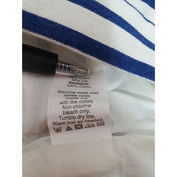 J. Crew Outlet The Pencil Skirt Nautical Striped Linen Blend Lined Navy White - Picture 6 of 11